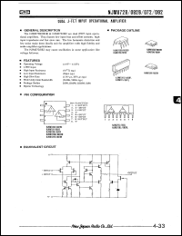 NJM072BD datasheet: Dual J-FET input operational amplifier NJM072BD