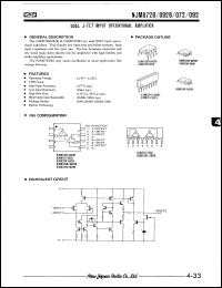 NJM072M datasheet: Dual J-FET input operational amplifier NJM072M