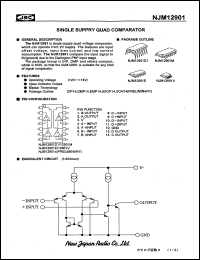 NJM12901M datasheet: Single suppry quad comparator NJM12901M