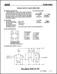 NJM12902D1 datasheet: Single suppry quad amplifier NJM12902D1