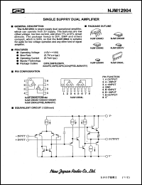 NJM12904M datasheet: Single suppry quad amplifier NJM12904M