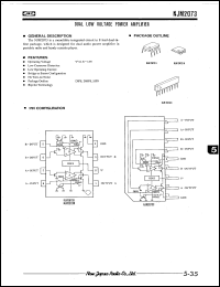 NJM2073M datasheet: Dual low voltage power amplifier NJM2073M