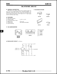 NJM2100D datasheet: Dual operational amplifier NJM2100D