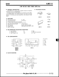 NJM2113R datasheet: Low voltage audio power amplifier NJM2113R