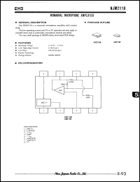 NJM2118M datasheet: Monaural microphone amplifier NJM2118M