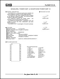 NJM2151AV datasheet: Monaural power amp. NJM2151AV