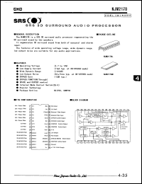 NJM2178L datasheet: SRS 3D surround audio processor NJM2178L