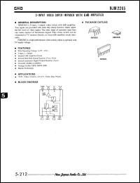 NJM2265M datasheet: 3-input video super imposer NJM2265M