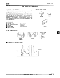 NJM4560D datasheet: Dual operational amplifier NJM4560D