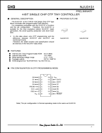 NJU3151D datasheet: 4-bit single chip otp tiny controller NJU3151D