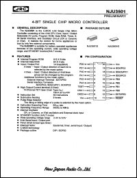 NJU3501D datasheet: 4-bit single chip micro controller NJU3501D