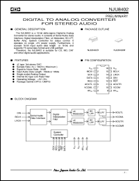 NJU8402M datasheet: Digital to analog converter for stereo audio NJU8402M