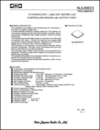 NJU6623FG1 datasheet: 15-character 1-line dot matrix LCD controller driver NJU6623FG1