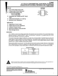 TLV5637CD datasheet:  10-BIT, 1 US DAC SERIAL OUT, DUAL DAC, PGRMABLE INT. REF., SETTLING TIME TLV5637CD