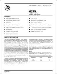 Z89C0010VSC datasheet: 10 MHz, 16-bit  Digital Signal Processor Z89C0010VSC