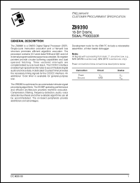 Z89390 datasheet: 16-bit Digital Signal Processor. 512 words data RAM Z89390