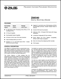 Z8934050FSC datasheet: 50 MHz Digital Wavetable Engine Z8934050FSC