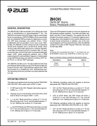 Z86C95 datasheet: CMOS Z8 Digital Signal Processor (DSP). 512 bytes of ROM, 128 words of RAM Z86C95