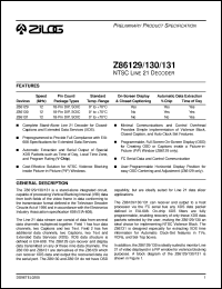 Z8612912PSC datasheet: NTSC line 21 decoder, 12 MHz Z8612912PSC