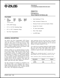 Z89331 datasheet: OTP digital television controller. 24 Kbytes ROM, 640 bytes RAM, 12 MHz Z89331