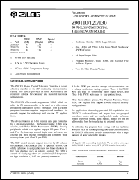 Z9012004PSC datasheet: 40-pin low-cost digital television controller. 6 Kbytes ROM, 236 bytes RAM, 4 MHz Z9012004PSC