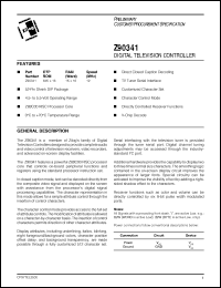 Z90341 datasheet: Digital television controller. 64K x 16 ROM, 1K x 16 word RAM, 12 MHz Z90341