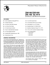 Z8S18033PEC datasheet: Enhanced Z180 microprocessor. 33 MHz Z8S18033PEC