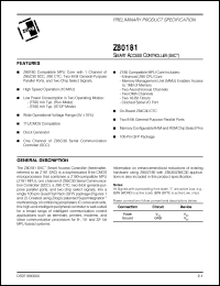 Z8018110FEC datasheet: Smart access controller (SAC). 10 MHz Z8018110FEC
