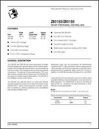 Z8019520FSC datasheet: Smart peripheral controller. 20 MHz, ROM (KB) 0, UART baud rate 512 Kbps Z8019520FSC