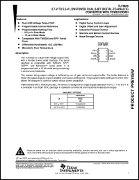 TLV5625CD datasheet:  8-BIT, 2.5 OR 12 US DUAL DAC, SERIAL OUT, PGRMABLE SETTLING TIME TLV5625CD