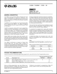 Z86E2116FSC datasheet: CMOS Z8 OTP microcontroller. EPROM 8 Kbytes, RAM 236 bytes, 16 MHz Z86E2116FSC