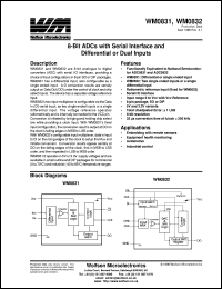 WM0832LIP datasheet: 8-bit ADC with serial interface and differential or dual inputs. 3.3V WM0832LIP