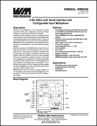 WM0834CN datasheet: 8-bit ADC with serial interface and configurable input multiplexer. 5.0V WM0834CN