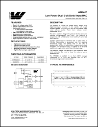 WM2625CD datasheet: Low power dual 8-bit serial input DAC, single supply 2.7V to 5.5V WM2625CD