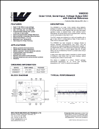 WM2630CDT datasheet: Octal 12-bit, serial input, voltage output DAC with internel reference, dual supply 2.7V to 5.5V WM2630CDT