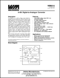 WM5615CD datasheet: 10-bit digital-to-analoge converter. WM5615CD