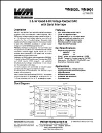 WM5620CN datasheet: 5V quad 8-bit voltage output DAC with serial interface WM5620CN