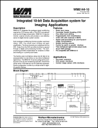 WM8144-10CFT/V datasheet: Integrated 10-bit data acquisition system for imaging applications WM8144-10CFT/V