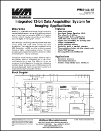 WM8144-12CFT/V datasheet: Integrated 12-bit data acquisition system for imaging applications WM8144-12CFT/V