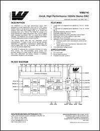 XWM8740EDS datasheet: 24-bit, high performance 192 kHz stereo DAC XWM8740EDS