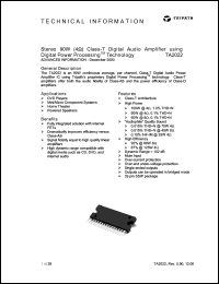 TA2022 datasheet: Stereo 90W (4om) class-T digital audio amplifier using DPP technology TA2022