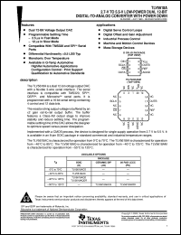 TLV5618ACD datasheet:  12-BIT, 2.5 US DUAL DAC, SERIAL OUT, PGRMABLE SETTLING TIME, Q TEMP AVAILABLE TLV5618ACD