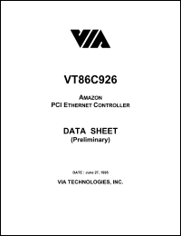 VT86C926 datasheet: Amazon PCI  ethernet controller VT86C926
