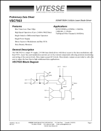 VSC7923KFL datasheet: SONET/SDH 2.5Gb/s laser diode driver VSC7923KFL