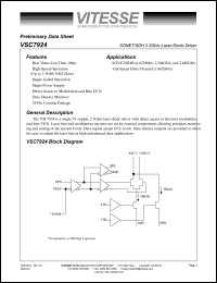 VSC7924KF datasheet: SONET/SDH 2.5Gb/s laser diode driver VSC7924KF