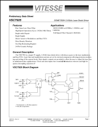 VSC7925KF datasheet: SONET/SDH 2.5Gb/s laser diode driver VSC7925KF