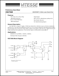 VSC7926KFL datasheet: SDH/SONET 2.5Gb/s laser diode driver VSC7926KFL