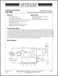 VSC7940RP datasheet: SONET/SDH 3.125Gb/s laser diode with automatic power control VSC7940RP