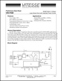 VSC7940W datasheet: SONET/SDH 3.125Gb/s laser diode with automatic power control VSC7940W