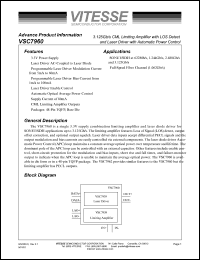 VSC7960W datasheet: 3.125Gb/s CML limiting amplifier with LOS detect and laser diode with automatic power control VSC7960W